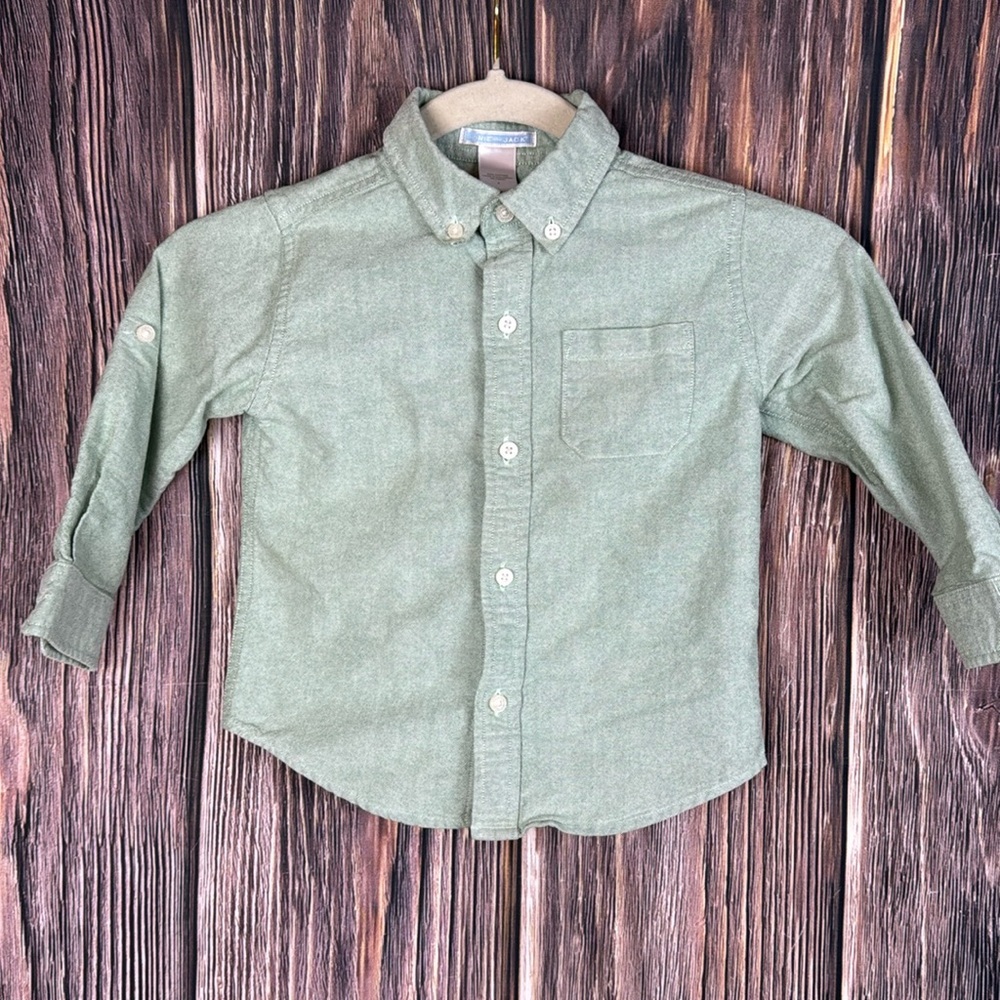 Janie & Jack Green Cotton Shirt- Size 3